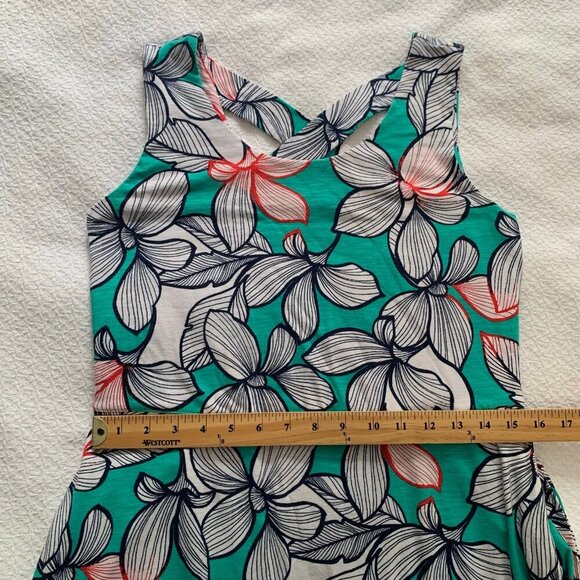 Talbots jersey knit stretchy cross back detail spring florals knee length dress - Picture 11 of 12